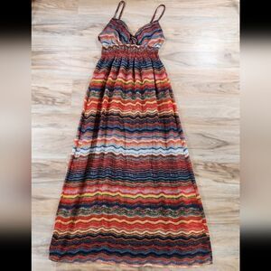 🐞She's Cool Autumn Colored Spaghetti Strap Sleeveless Maxi Dress Small